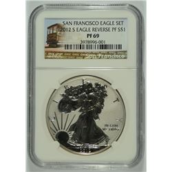 2012-S $1.00 AMERICAN SILVER EAGLE REVERSE PROOF  NGC PROOF-69  TROLLEY LABEL