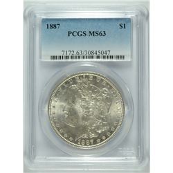 1887 MORGAN SILVER DOLLAR, PCGS MS-63