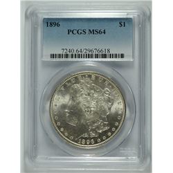 1896 MORGAN SILVER DOLLAR, PCGS MS-64 NICE