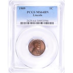 1909 LINCOLN CENT PCGS MS-64 BN