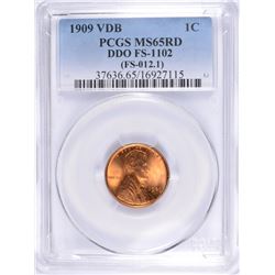 1909 VDB LINCOLN CENT PCGS MS-65 RD (DDO FS-1102)