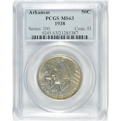 1938 ARKANSAS COMMEN HALF DOLLAR PCGS MS-63