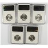 Image 2 : LOT OF ( 5 ) 1955 WASHINGTON QUARTERS, NGC MS-65
