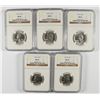Image 1 : LOT OF ( 5 ) 1955-D WASHINGTON QUARTERS, NGC MS-65   TOUGH!