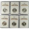 Image 1 : LOT OF ( 6 ) 1964-D WASHINGTON QUARTERS, NGC MS-65