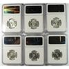 Image 2 : LOT OF ( 6 ) 1964-D WASHINGTON QUARTERS, NGC MS-65