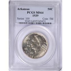 1939 ARKANSAS COMMEN HALF DOLLAR PCGS MS-64