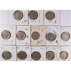 (13) BUFFALO NICKELS (20, 20-D, 20-S, 21, 23, 23-S, 24-D, 25-D, 25-S, 26-D, 30-S