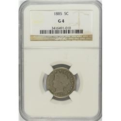1885 LIBERTY "V" NICKEL, NGC G-4   KEY DATE