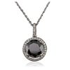 Image 4 : 14KT White Gold 3.26ct Black Diamond and Diamond Pendant With Chain