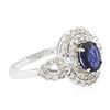 Image 4 : 14KT White Gold 1.02ct Sapphire and Diamond Ring