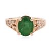 Image 3 : 14KT Rose Gold 2.18ct Emerald and Diamond Ring