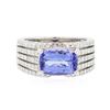 Image 3 : 14KT White Gold 3.40ct Tanzanite and Diamond Ring