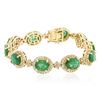 Image 3 : 14KT Yellow Gold 17.40ctw Emerald and Diamond Bracelet
