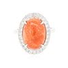 Image 3 : 14KT White Gold 6.78ct Coral and Diamond Ring