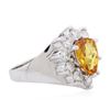 Image 4 : 14KT White Gold 2.22ct Orange Sapphire and Diamond Ring