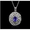 Image 4 : 14KT White Gold 2.27ct Tanzanite and Diamond Pendant With Chain