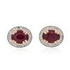 Image 3 : 14KT Two-Tone Gold 3.54ctw Ruby and Diamond Earrings