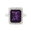 Image 3 : 14KT White Gold 6.43ct Amethyst and Diamond Ring