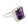 Image 4 : 14KT White Gold 6.43ct Amethyst and Diamond Ring