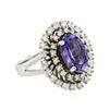 Image 2 : 14KT White Gold 4.42ct Tanzanite and Diamond Ring