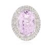 Image 3 : 14KT White Gold 14.76ct Kunzite and Diamond Ring