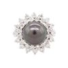 Image 3 : 14KT White Gold Pearl and Diamond Ring