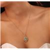 Image 2 : 14KT Yellow Gold 1.37ct Emerald and Diamond Pendant With Chain