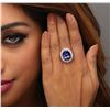 Image 2 : 14KT White Gold 9.78ct Tanzanite and Diamond Ring