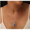 Image 2 : 14KT White Gold 3.40ct Tanzanite and Diamond Pendant With Chain