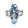 Image 3 : 14KT White Gold 14.00ct Blue Topaz and Diamond Ring
