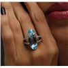 Image 6 : 14KT White Gold 14.00ct Blue Topaz and Diamond Ring