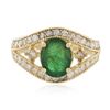 Image 3 : 14KT Yellow Gold 1.43ct Emerald and Diamond Ring