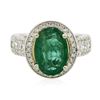 Image 1 : 14KT Two-Tone 3.39ct Emerald and Diamond Ring