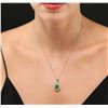 Image 1 : 14KT Yellow Gold 1.71ct Emerald and Diamond Pendant