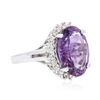 Image 4 : 14KT White Gold 7.81ct Amethyst and Diamond Ring
