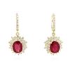 Image 3 : 14KT Yellow Gold 5.76ctw Ruby and Diamond Earrings