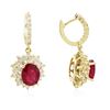 Image 4 : 14KT Yellow Gold 5.76ctw Ruby and Diamond Earrings