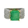 Image 1 : 14KT Two-Tone Gold 4.16ct Emerald and Diamond Ring