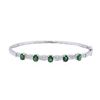 Image 3 : 14KT White Gold 1.75ctw Emerald and Diamond Bangle Bracelet