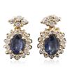 Image 3 : 14KT Yellow Gold 1.91ctw Sapphire and Diamond Earrings