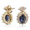Image 4 : 14KT Yellow Gold 1.91ctw Sapphire and Diamond Earrings