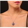 Image 1 : 14KT White Gold 3.96ctw Tanzanite and Diamond Pendant With Chain