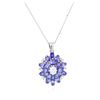 Image 4 : 14KT White Gold 3.96ctw Tanzanite and Diamond Pendant With Chain