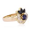 Image 4 : 14KT Yellow Gold 1.00ctw Sapphire and Diamond Ring