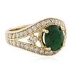 Image 2 : 14KT Yellow Gold 1.63ct Emerald and Diamond Ring