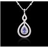Image 4 : 14KT White Gold 2.73ct Sapphire and Diamond Necklace