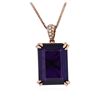 Image 4 : 14KT Rose Gold 14.49ct Amethyst and Diamond Pendant With Chain