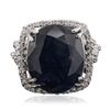 Image 3 : 18KT White Gold 14.09ct Sapphire and Diamond Ring