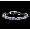 Image 3 : 14KT White Gold 7.90ctw Tanzanite and Diamond Bracelet
